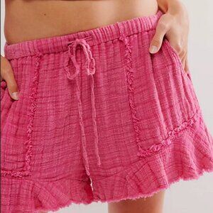 Free People FP One Solona Shorts Mid-rise Ruffled Drawstring Neon Dreams XS